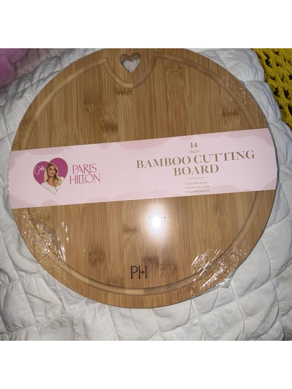 PARIS HILTON BAMBOO CUTTING BOARD 14”NEW PARIS HILTON ROUND